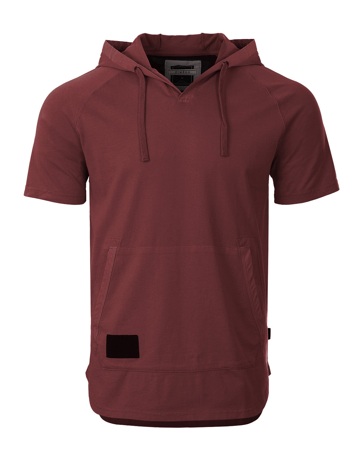 ZIMEGO Pigment Dyed Hooded Shirt Short Sleeve V Neck Raglan Henley Style Hoodie-5