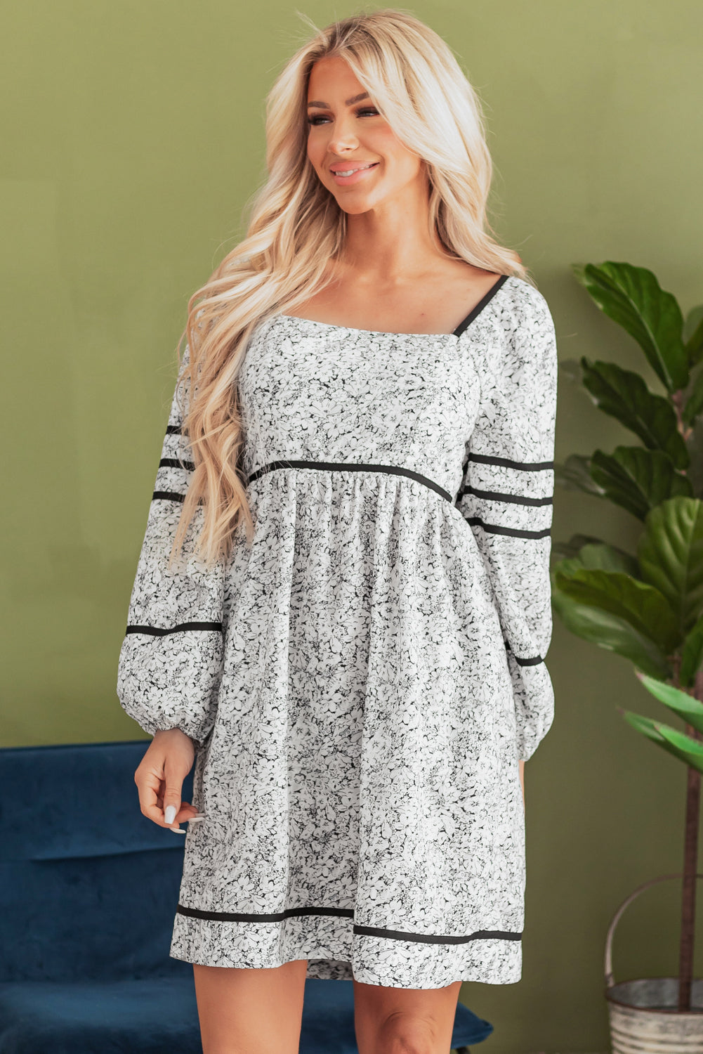 Nicole Floral Square Neck Dress-3