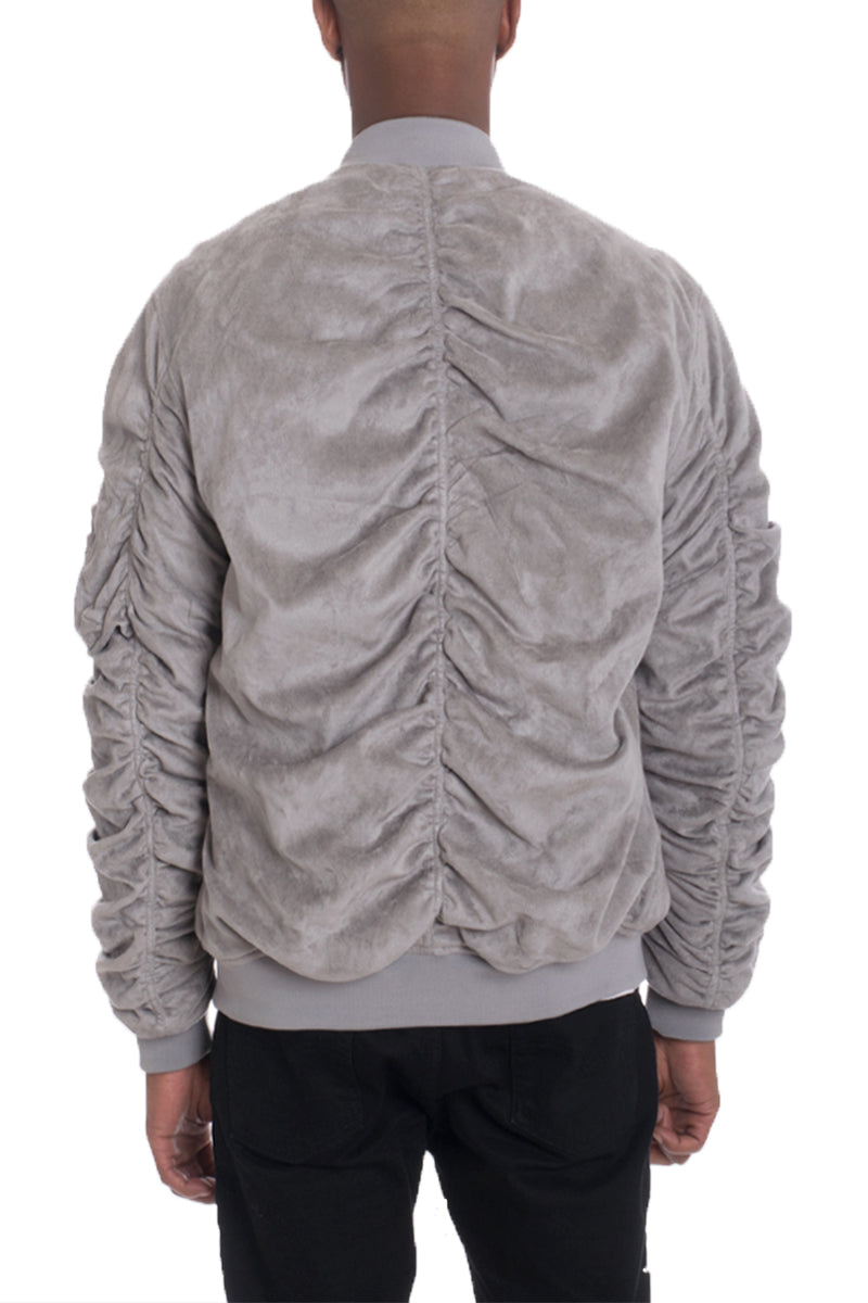 Faux Suede Tagged Bomber