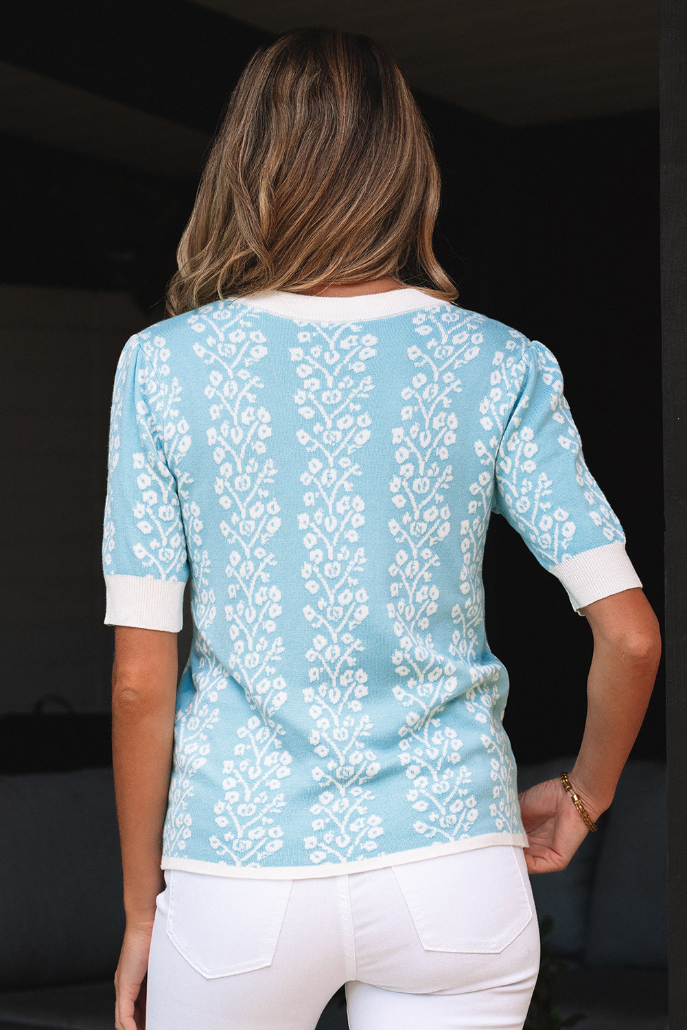 Leilani Floral Crewneck Short Sleeve Sweater-1