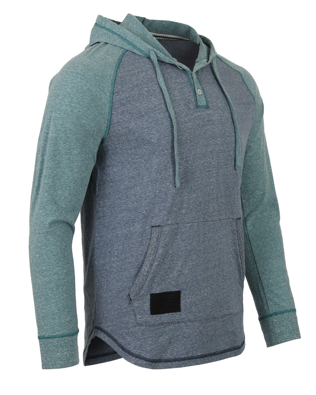ZIMEGO Men's Long Sleeve Henley Raglan Hoodie with Kangaroo Pocket-2